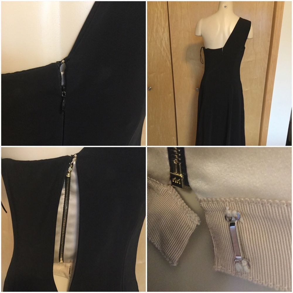 One Shoulder A-line Dress with Asymmetric Hem - Picture 6 of 7